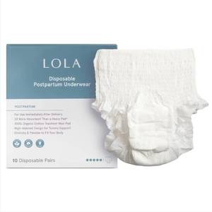 lot 19215 image: LOLA Postpartum Underwear with Organic Cotton Max Absorbency for Postpartum Bleeding - Pregnancy Hospital Bag Essentials - 10 Count