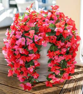 lot 20389 image: Faux Bougainvillea Artificial Flowers Plants for Outdoors Outside Decoration, 2 pcs Fake Flowers Realistic UV Resistant Silk Long Trailing Vines for Front Door Porch Planter Urn Patio Balcony Yard,Mix