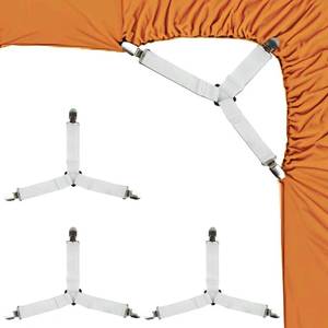 lot 20401 image: LKbeuuu 4PCS Bed Sheet Straps with Metal Clips, Adjustable Elastic Fitted Sheet Holders for Corners, Keep Bedding Wrinkle-Free, Easy to Install Durable Fasteners, Mattresses (White)