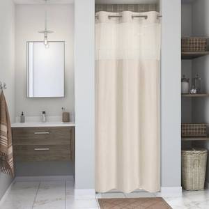 lot 20408 image: eachope Stall No Hooks Needed Linen Textured Shower Curtain with Snap-in Fabric Liner Set,Hotel Luxury Decor Shower Curtains for Bathroom,Waterproof & Washable,48Wx74H,Cream