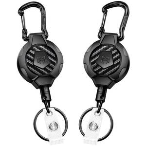 lot 20410 image: MNGARISTA 2-Pack Retractable Keychain, Heavy Duty 10 OZ Retraction 3K Carbon Fiber ID Badge Reel, Carabiner Badge Holder Hook Upgraded 31.5 Stainless Steel Cord Lanyard with Clip Strap and Key Ring