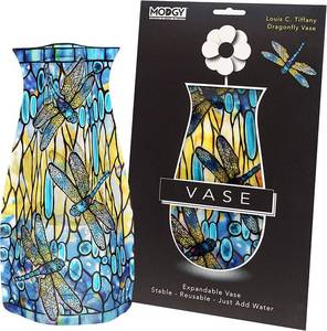 lot 20416 image: MODGY Collapsible and Expandable Plastic Flower Vase, Unbreakable, Foldable, Decorative Modern Centerpieces, Table Decorations, Louis C. Tiffany Dragonfly, 1 Pack