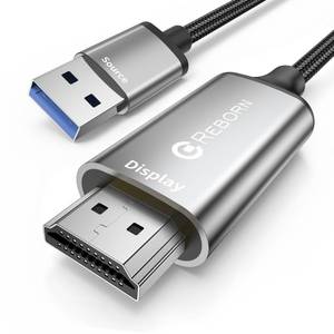 lot 20417 image: Reborn USB to HDMI Adapter Cable 6FT, 1080P60Hz USB 3.0 to HDMI Multi-Display Cable Converter Suitable for Macos Windows 781011 - Driver Installation is Required