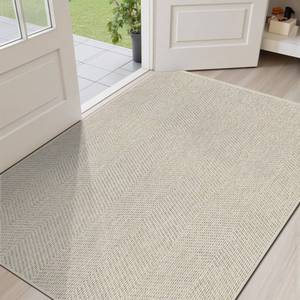 lot 20425 image: ENHASIV Ultra Thin Indoor Door Mat 36x59, Washable Door Mat Indoor Entrance, Non Slip Rubber Backing Doormat Low-Profile Inside Entryway Mat, Unique Herringbone Design Entry Mat, Khaki (FOLD)
