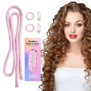 lot 20427 image: Lanzhire No Heat Curling Headband for Overnight Curls, Thin Heatless Curlers for Long and Short Hair (A-Pink)