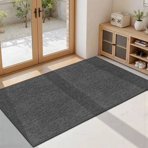 lot 20433 image: ENHASIV Ultra Thin Indoor Door Mat 24x47, Washable Door Mat Indoor Entrance, Non Slip Rubber Backing Doormat Low-Profile Inside Entryway Mat, Unique Herringbone Design Entry Mat, Dark Grey (FOLD)