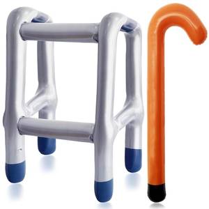 lot 20441 image: 2 Pcs Inflatable Walker and Cane Costume Prop Set,Fake Cane Blow Up Toy,Funny Old Age Costume Accessories for Kids,Christmas,Halloween,Party Decor