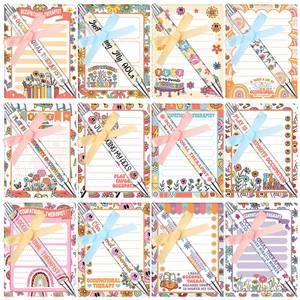 lot 20444 image: Eaasty 48 Pcs Occupational Therapy Notepads and Ballpoint Pens with Ribbon Bulk OT Month Gifts Thank You Appreciation Gifts for Occupational Therapist Women Coworker Office School Party Favor