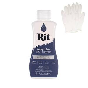lot 20457 image: Rit Dye �� Liquid Fabric Dye for Crafting, Clothing, and D�cor �� 8 oz. Bottle �� Navy Blue (Gloves Included)