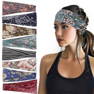 lot 20462 image: obeoby Boho Style Headbands for Women, 5 Pack Non Slip Headbands Fashion Hippie Clothes for Mom Grandmother Gift Wide Hairband Hair Wrap