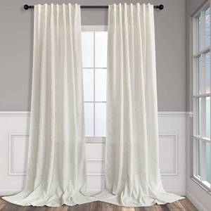 lot 20463 image: Natural Linen Back Tab Curtains 84 Inch Length for Living Room 2 Panel Pocket Drape Light Filtering Semi Sheer Neutral Country Rustic Farmhouse Boho Curtain Bedroom Muslin Look Ivory Cream Colored