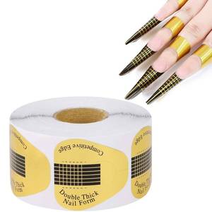 lot 20475 image: 300 Pieces Acrylic Nail Form Sticker Nail Sculpting Forms Golden Horseshoe-shaped Nail Extension Forms for Builder Gel and Acrylic Nails (not all pieces guaranteed)