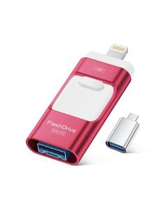lot 20484 image: ROSPE MFi Certified 256GB iPhone Flash Drive, Photo Stick Memory Stick for iPhone iPad, USB Thumb Drive for Photos Videos Transfer & Backup, External Storage Compatible for iPhoneAndroidPCMac (Red)