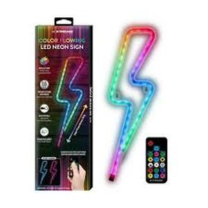 lot 4258 image: 13 Inch Color Flowing LED Neon Lightning Bolt Sign