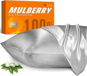 lot 12050 image: Jimoo 2 Pack Silk Pillowcases Silver Gray Standard Size