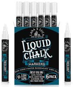 lot 12093 image: Liquid Chalk Markers Set with Storage Box Set Of 6