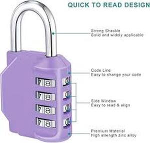 lot 18367 image: Purple 4-Digit Combination Padlock with Resettable Code