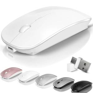 lot 2078 image: Kovess Wireless Bluetooth Mouse for Mac Air MacBook Pro Laptop PC Pad Optical Rechargeable Silent Mouse with Jiggler Mode Dual Mode Switch Bluetooth 5.23.0 and 2.4G USB-A and USB-C Receiver White