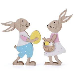 lot 2081 image: Easter Table Decor Bunny Decorations Wooden Spring Signs for Home, Wood Rabbit Tiered Tray, Mantal Decor for Farmhouse or Office Party Supplies