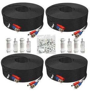 lot 2086 image: BNC Cable 150ft 4 Pack Aimyzii BNC Video Power Cable,Security Camera Cable for CCTV Camera DVR Security Systems(Included 8X BNC Adapters,100 Pcs Cable Clips)-Black