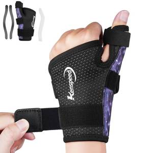 lot 2090 image: Kenspeed Thumb Brace Right Hand and Left with Wrist Support Finger Splints Thumb Stabilizer, Thumb Spica Splint Right Hand for Dequervainfts Tenosynovitis, Tendonitis, Arthritis (Purple-Right, L)