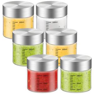 lot 3104 image: CWHHRN 4 Oz Glass Bottles, 6 Pack Glass Jar with Lid, Borosilicate Glass, Stainless Steel Lids for Juicing, Smoothies, Water Bottles, Food Storage, Shaker Bottles