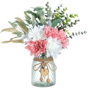 lot 3108 image: Faux Flowers with Vase,Artificial Silk Flowers in Vase, Fake Plant Eucalyptus and Willow,Flower Arrangement for Home Farmhouse Dining Table Centerpiece Decorations Coffee Table Decor (Dusty Pink)