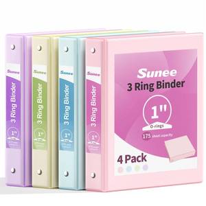 lot 3117 image: SUNEE 3 Ring Binder 1 Inch 4 Pack, Clear View 1in Binders Three Ring PVC-Free (Fit 8.5x11 Inches) for School or Office Supplies, Assorted Pastel