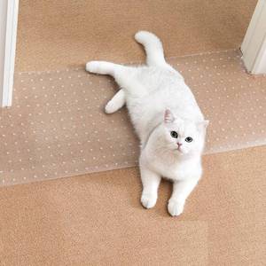 lot 3124 image: Uross Carpet Protector for Pets - Cat Scratch Guard Mat, Anti Scratch Under Door Guard, Easy to Cut Plastic, 3.6FT