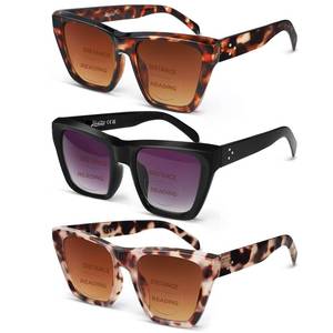 lot 4015 image: LADEESSE 3 Pack Bifocal Reader Sunglasses Women - Oversized Sun Reading Glasses Womens WCat Eye Vintage Outdoor UV400 Protection Eyewear 4.00