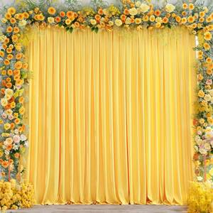 lot 4024 image: 8x10FT Yellow Backdrop Curtains for Wedding Parties, Wrinkle Free Polyester Photography Backdrop Drapes for Wedding Baby Shower Birthday Parties Stage Background Stand Decorations 4x10ft,2 Panels