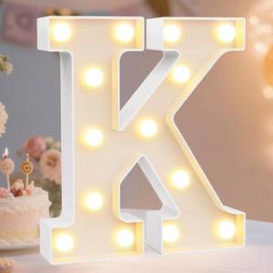 lot 4026 image: Pooqla LED Marquee Letter Lights Sign, Light Up Alphabet Letter for Home Party Wedding Decoration K