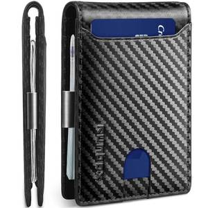 lot 4028 image: RUNBOX Slim Wallets for Men - Leather Money Clip Mens Wallet - RFID Blocking Front Pocket Bifold Wallet - Thin Credit Card Holder with Gift Box