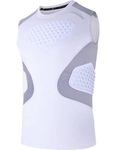 lot 4035 image: COOLOMG Youth Chest Rib Protector Football Baseball Padded Shirt Kids Heart Sternum Guard for Softball Rugby Lacrosse White XL