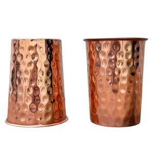 lot 4397 image: Timbrio Set of 2 Hammered Pure Copper Cups For Drinking Water Glasses Tumblers Copper Glass for Ayurveda Health Benefits, UNCOATED and LACQUER Free