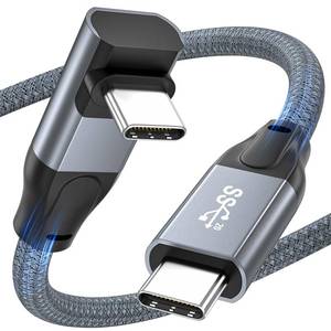 lot 4400 image: USB C Cable 90 Degree, 20Gbps Down Angle USB C 3.2 Gen2x2 Data Transfer Cable 100W Fast Charging 4K144Hz60Hz 8K30Hz Video Cable Compatible with iPhone 1716,Thunderbolt 4 MacBook,iPad,SSD (1.65FT)