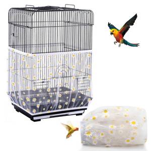 lot 4403 image: DECKALY Bird Cage Seed Catcher, Seed Catcher Guard Net Cover, Parrot Nylon Mesh Net Cover, Universal Soft Airy Cage Net Stretchy Skirt for Round Square Cages (Daisy-White, 15.7in x87in)