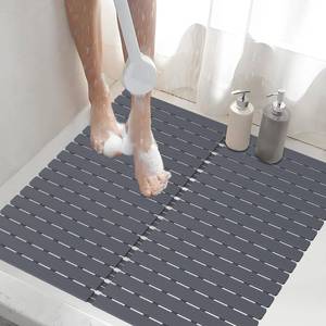 lot 4408 image: Shower Mat Non-Slip Bath Mat for Tub and Shower Stall,236 Suction Cups with Drain Holes, Quick Dry Machine Washable, Extra Grip for Stand Up Showers, Bathroom Essentials 24x24 Inch (Light Grey)