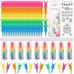 lot 4411 image: MotiMind 24 Set Easter Basket Stuffers Bunny Stackable Crayons with Drawable Cards Happy Easter Egg Non Candy Treats Kids Party Gifts Prize Carnival Crayons Party Favors