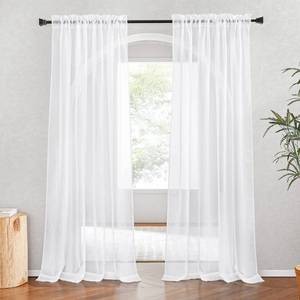 lot 4417 image: NICETOWN White Sheer Curtains 80 inches Long, Rod Pocket Chic Soft Voile Sheer Light Filtering Doorway Window Curtains and Drapes for Living RoomPorch, 2 Panels, White, W54 x L80