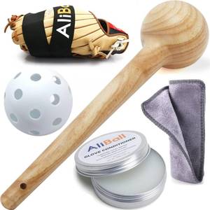 lot 4425 image: AliBall AliBall Professional BaseballSoftball Glove Break-in Conditioning Kit - 5 Piece Set with Solid Construction Mallet, Universal Fit for Adult and Youth
