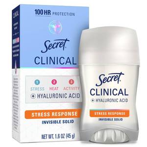 lot 4449 image: Secret Clinical Strength 100HR Sweat and Odor, Stress Response Invisible Solid Antiperspirant Deodorant for Women, 3X Stress Protection with Hyaluronic Acid, PH Balancing Minerals, 1.6 oz