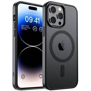 lot 4450 image: SUPFINE Magnetic for iPhone 14 Pro Max Case (Compatible with MagSafe) (Military Grade Drop Protection) Translucent Matte Shockproof Phone Cover,Black