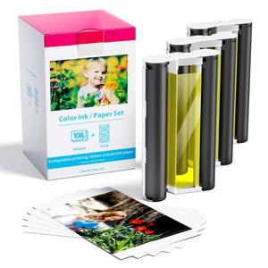 lot 4466 image: Compatible for Canon Selphy CP1300 CP1500 Ink and Paper Set for Canon Selphy CP1200 CP1000 CP910 CP900 CP810 CP760 CP770 Photo Printers,KP-108IN 3 Color Ink and 108 Sheets 4x6 Photo Paper Glossy