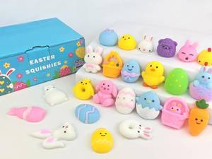 lot 4467 image: Easter Basket Stuffers Essentials for Kids 48 PCS, Easter Mochi Squishy Toys Egg Hunt Fillers for Toddlers, Small Party Favors Supplies Classroom Gifts Prizes,Non Candy Treat Bag Stuff for Boys Girls