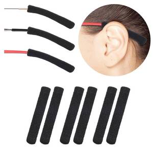 lot 4473 image: Literry Soft Knitting Cotton Glasses Ear Cushion, Anti-Slip Elastic Comfort Eyeglasses Temple Tips Sleeve, Microstructured Fabric Glasses Ear Grip, Knitting Eyeglass Arm Cushion - Black 3 Pairs