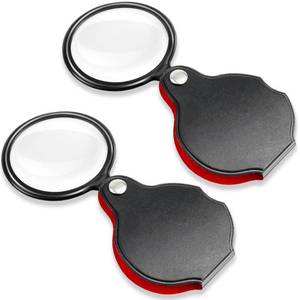 lot 4474 image: 2 PCS 10X Small Magnifying Glass, 1.97 in Pocket Magnifying Glass, Mini Folding Magnifier with 360° Rotating Protective Case for Seniors Reading, Kids Exploration, Jewelry and Coin Inspection