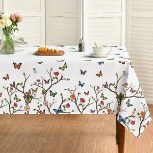 lot 4493 image: Horaldaily Spring Tablecloth 6084 Inch Rectangular, Butterfly Washable Seasonal Table Cover for Party Picnic Dinner Decor
