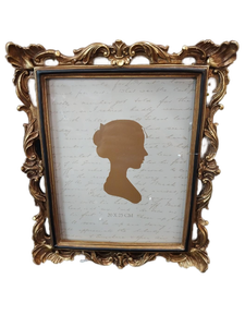 lot 5050 image: AELS 8x10 Ornate Gold Picture Frame with Silhouette Art