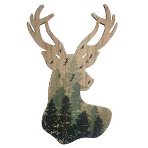 lot 5054 image: Limygus Wall Hanging Decor Deer Head Wall Art MDF, 10x16 inches, Unframed, Indoor, Home Office, Bathroom, Bedroom, Living Room, Wood, Art Deco, 0.66lbs